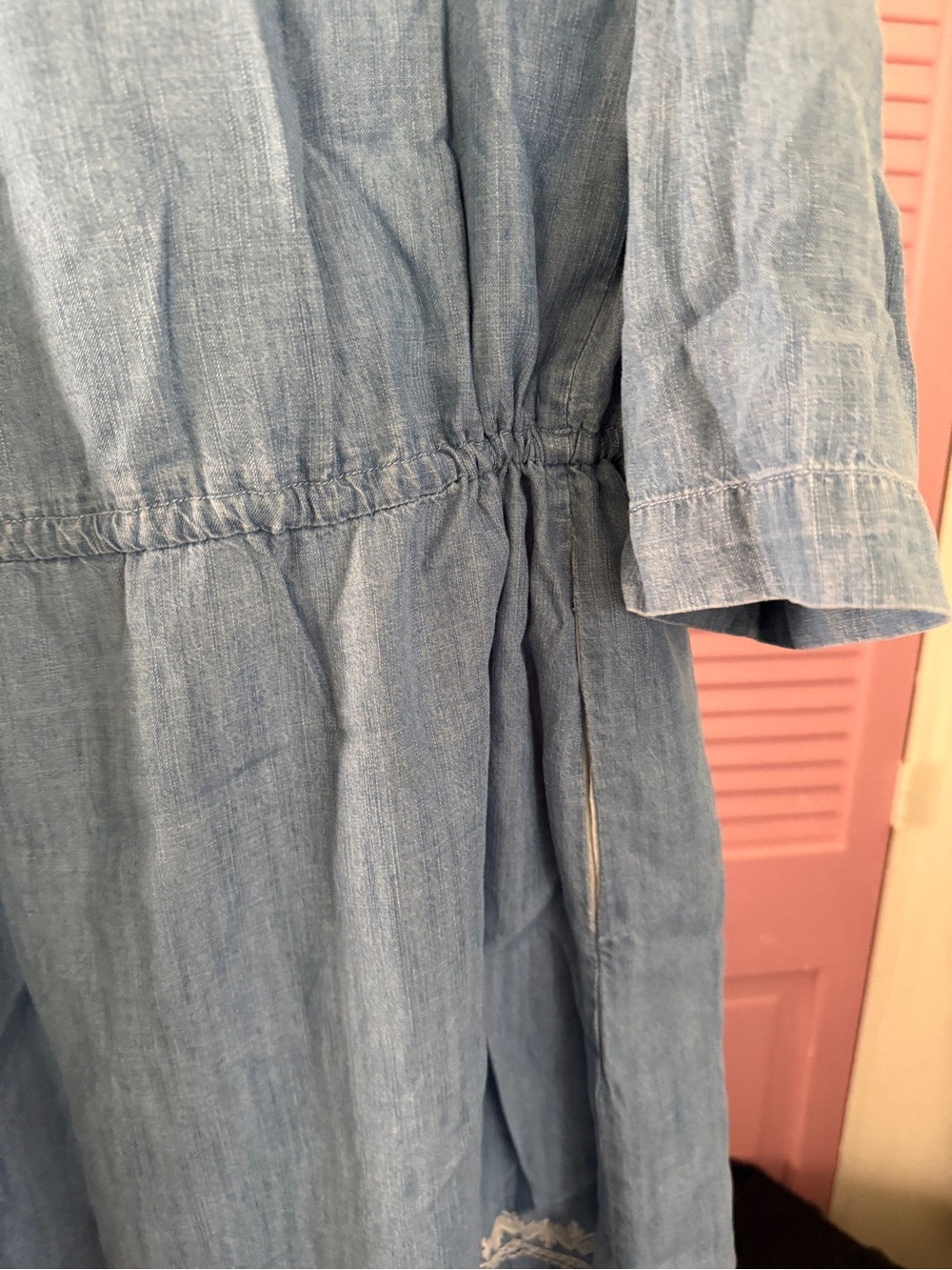 GAP Light Blue Embroidered Chambray Drawstring Dress - Picture 6 of 6